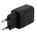 Adapter DELTACO USBC-AC153 kahe pordiga USB-A 18 W ja USB-C PD 20 W, must