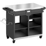 Grillilaud roostevabast terasest t&ouml;&ouml;pinnaga, 5 riiulit, ratastel