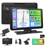 9 tolli universaalne autoradio junsun toetab juhtmevaba carplay ja android auto, gps navigatsiooni, usb, aux, wi-fi, fm, kasutusjuhendit + eesmine ja tagumine salvestus ees 4k + taga 1080p + 64gb kaarti + imikorgi kinnitus + armatuurlaua kinnitus