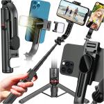 Selfie pulk (Selfie stick) Selfie-pulk telefonile Bluetooth-puldi ja statiiviga, Asmenukių lazda telefonui su Bluetooth nuotoliniu valdymu, trikojis