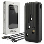 Akupank V&auml;line aku 20000 mAh koos 4-in-1 kaabliga USB-C, Lightning ja microUSB, I&scaron;orinė baterija 20000 mAh su 4in1 laidu USB-C, Lightning ir microUSB