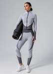 Naiste sportlik pikkade varrukatega pluus lukuga JACKET SPORT FIT Giulia, v&auml;rv white/grey