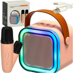 Karaokekomplekt, Bluetooth, k&otilde;lar, mikrofon, USB LED 6W roosa