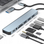 8in1 USB jaotur erinevate &uuml;hendustega, Must