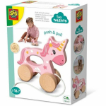 2 in 1 Wooden Unicorn - Push and Pull - SES CREATIVE - Pink unicorn to push or pull.
