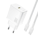 30W USB-C seinakinnitus telefonile koos valge kaabliga