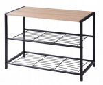 Metallist jalatsiriiul 2 riiuliga MDF pealispinnaga must 63x30x43 cm