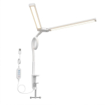 LED-laualamp klambriga, kaheosaline pea ja painduv statiiv