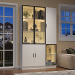 Klaasvitriin LED-ga, 120x35x200 cm, 4 kappi
