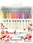 Pintselpliiatsite komplekt Brush Sign Pen Twin 24 v&auml;rvi kahepoolse pintselotsaga, Pentel