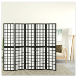 vidaXL kokkupandav 5 paneeliga sirm, Jaapani stiil, 200 x 170 cm, must