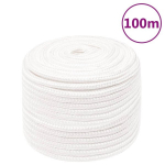vidaXL paadik&ouml;is, t&auml;isvalge, 12 mm, 100 m, pol&uuml;prop&uuml;leen