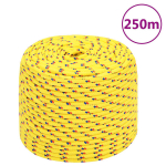 vidaXL paadik&ouml;is, kollane, 8 mm, 250 m, pol&uuml;prop&uuml;leen