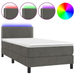 vidaXL kontinentaalvoodi madratsiga ja LED, tumehall, 90x200 cm, samet