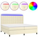 vidaXL kontinentaalvoodi madratsiga, LED, kreemjas, 200x200 cm, kunstnahk