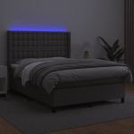 vidaXL kontinentaalvoodi madrats, LED, hall, 140x190 cm, kunstnahk