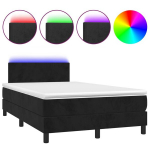 vidaXL kontinentaalvoodi madratsiga ja LED, must, 120x200 cm, samet