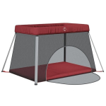 vidaXL beebi m&auml;nguaedik madratsiga, punane, linane kangas