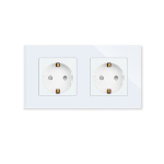 Kahekordne pistikupesa koos klaasraamiga, valge