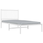 vidaXL metallist voodiraam peatsiga, valge, 90 x 190 cm