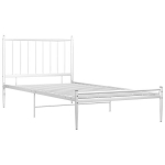 vidaXL voodiraam, valge, metall, 90 x 200 cm