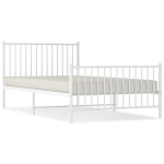 vidaXL metallist voodiraam peatsi ja jalutsiga, valge, 107x203 cm