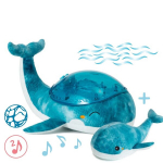 Peluche veilleuse Tranquil Whale&trade; Family Bleu - CLOUD B - F&ouml;r Bebis - Projektion av v&aring;gor - Marin melodi