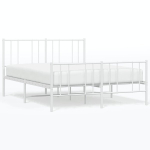 vidaXL metallist voodiraam peatsi ja jalutsiga, valge, 135 x 190 cm