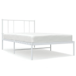 vidaXL metallist voodiraam peatsiga, valge, 75x190 cm