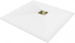 Ruudukujuline du&scaron;ialus Mexen Stone+ koos sifooniga, 90 x 90 cm, White+Gold
