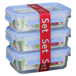 Emsa Food Clip&Close l&auml;bipaistev/sinine 3-osaline komplekt, 0,55L