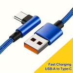90-kraadine 7A 100W USB-C kaabel Mate60/50/40 Pro kiirlaadimiseks., Mėlyna