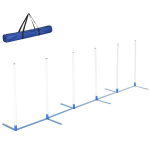 Agility komplekt koertele, 6-osaline agility varustus koertele, kokkupandav h&uuml;ppet&otilde;kete komplekt 6 slalomipulgaga, kandekott, treeningtarvik, koordinatsioonitreeninguks, m&auml;ngudeks ja treeninguks