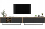 TV Kapp Meble Lindner Wotan Tamm Must Matt Metallraamidega 300 cm, 300 x 53 x 35