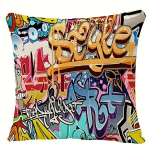 1tk 45.72x45.72 Cm Armas V&auml;rviline Graffiti Muster Dekoratiivne Padjap&uuml;&uuml;r Diivani Voodile.