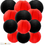 12tk Punane ja Must 15.24cm 20.32cm Paberlaterna Kaunistus