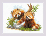 Ristpiste komplekt Riolis. Punased pandapojad. 40x30 cm. RIOL2257