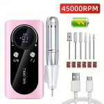 Professionaalne K&uuml;&uuml;nepuurmasin, 45000 P/Min, Kaasaskantav, Laetav, USB Laadimine, 1800mAh Aku. , Rožinė