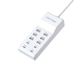10-Port USB ja Type-C Laadimisjaam - Kiire Multi-Seade Laadija L&uuml;hise Kaitsega, Baltas