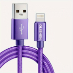 Kiirlaadimine USB Kaabel, Nailonpunutud Vastupidav ja Paindlik Kiire Andmesidekaabel iPhone ja iPad jaoks, Violetinė