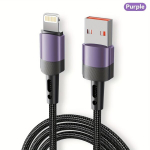 MFi Sertifitseeritud Lightning Kaabel, USB-A iOS, Kiire Laadimine ja S&uuml;nkroonimine, Violetinė