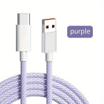 100W USB C T&uuml;&uuml;p Kaabel, Kiire Laadimine QC 3.0, Nailonist Punutud Andmes&uuml;nkroonimise Juhe, Violetinė