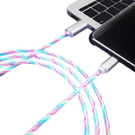 1tk 100.58cm Helendav Kaabel Mobiiltelefoni Laadimiskaabel LED Valgus Micro USB Type C Laadija., Baltas
