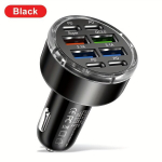 XJDR 35W Kiirlaadija Autolaadija Mitme Pordiga - QC3.0, PD, USB Type C, &Uuml;hine &Uuml;hilduvus, Naine Mees &Uuml;hendus, Kuni 36V, 8-&uuml;hes Adapter iPhone, Samsung, OnePlus, OPPO, Vivo jaoks, Juoda