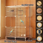 Kolmetasandiline Kaheveeruline Metallist Linnupuur Tarvikutega Mitmele Linnule, Baltas