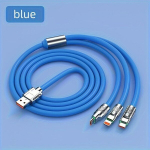 1tk Uus Kaasaskantav Kiirlaadimise USB Kaabel, V&auml;rvikas 3 &Uuml;hes Andmekaabel iPhone/Android Телефон., Mėlyna