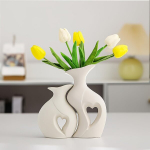 2-osaline s&uuml;damekujuline vaasikomplekt, keraamiline deco set