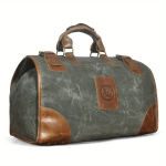 Vintage-stiilis l&otilde;uendkott ehtsate nahast detailidega - laiendatav sang, suur mahutavus reisi-duffel-kott naistele., 8151-drobė-žalia