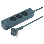 Maandusega pikendusjuhe 3 pesaga, USB-A/C, 1,5 m, roheline