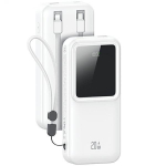 Akupank USAMS Powerbank z wbudowanymi kablami USB-C+Lightning 30000 mAh 20W PD+Qc 3.0 Fast Charge X-chel Series biały|white 30KCD21302 (US-CD213)